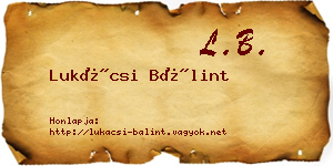 Lukácsi Bálint névjegykártya